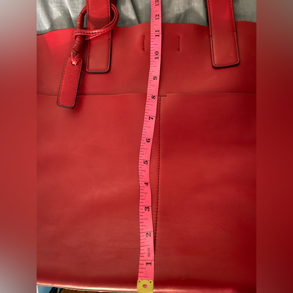 Sigrid Olsen Red Leather Tote Bag Spacious and Structured - Picture 8 of 9